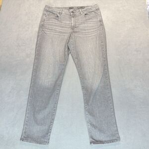 J Jill Jeans Size 12 Boyfriend Straight Leg Ankle Gray Stretch Denim